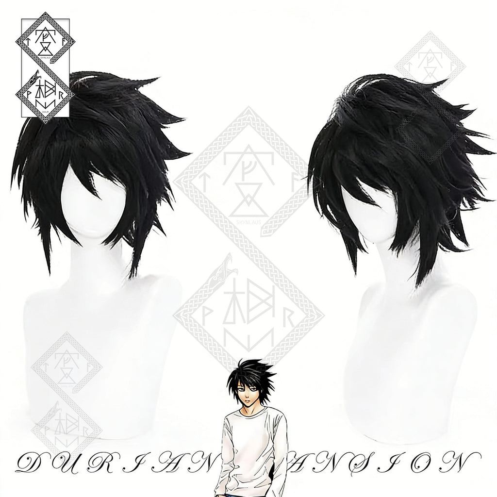Death Note L Lawliet Cosplay Wig | Messy Black Anime Wig | Heat Resistant Synthetic Hair