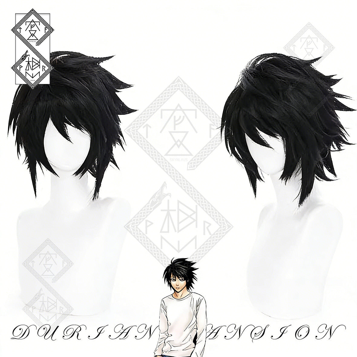Death Note L Lawliet Cosplay Wig | Messy Black Anime Wig | Heat Resistant Synthetic Hair