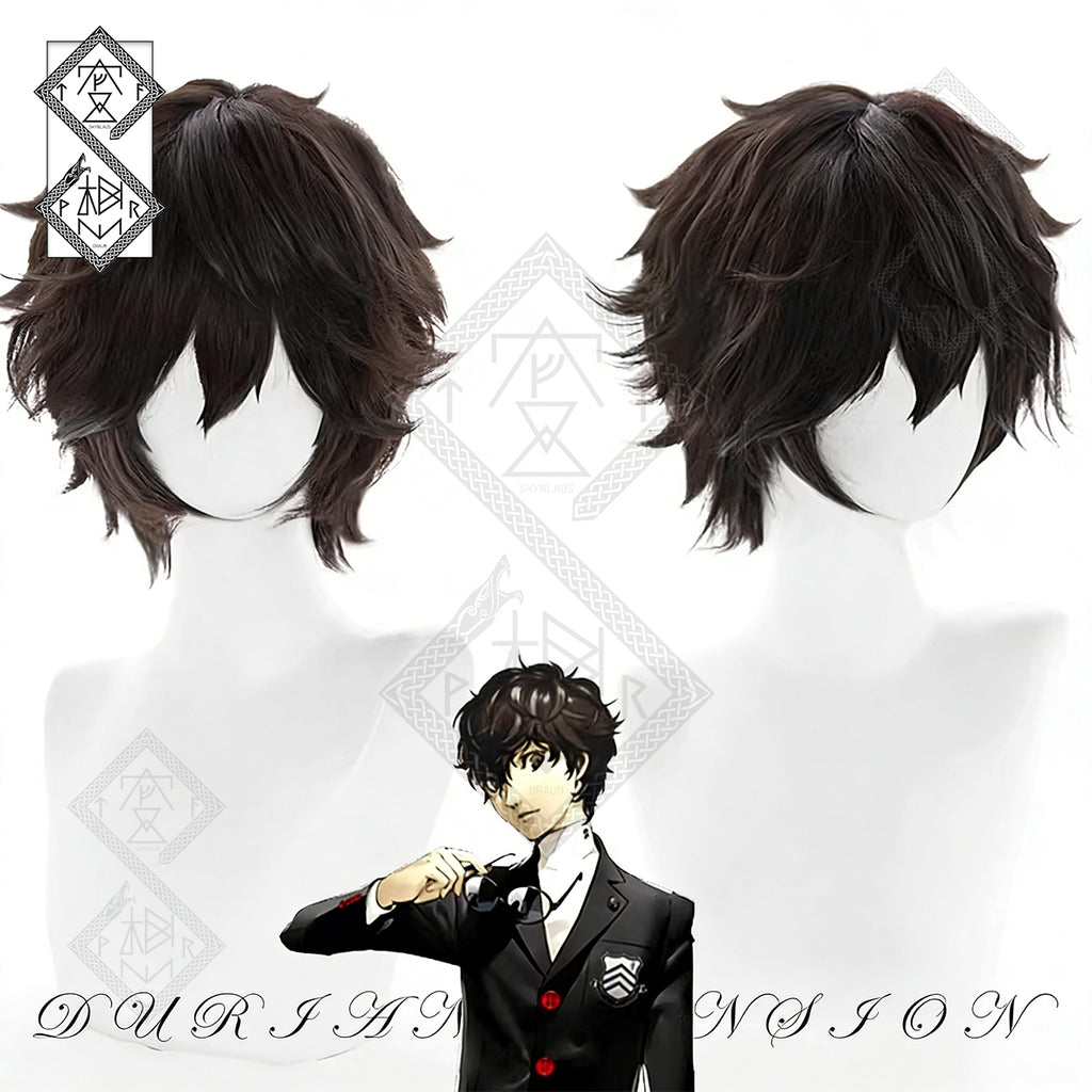 Persona 5 Joker Wig Ren Amamiya Akira Kurusu Cosplay Wig Short Black Layered Hair Halloween Anime Costume Wig