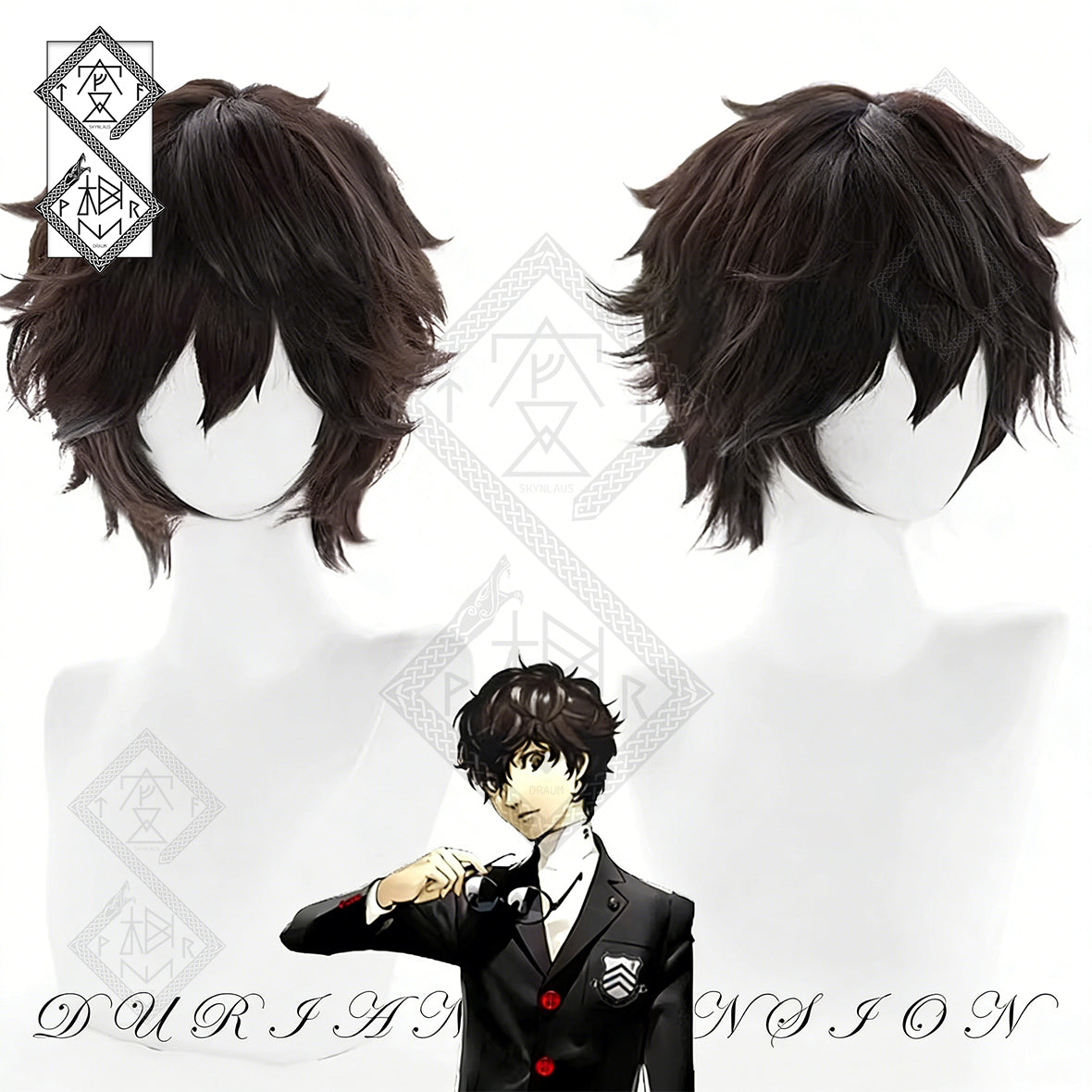 Persona 5 Joker Wig Ren Amamiya Akira Kurusu Cosplay Wig Short Black Layered Hair Halloween Anime Costume Wig