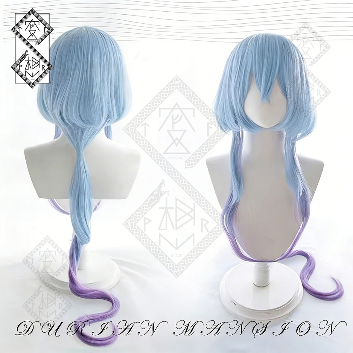 Arknights Mizuki Cosplay Wig Gradient Blue Purple Anime Wig Heat Resistant Synthetic Hair for Costume Party Halloween