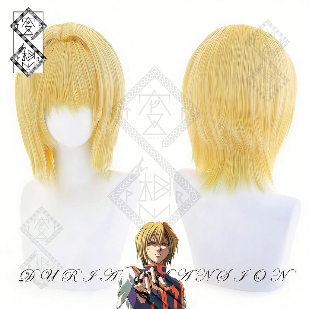 Hunter x Hunter Kurapika Cosplay Wig Anime Wig Heat Resistant Synthetic Hair for Halloween Costume Party