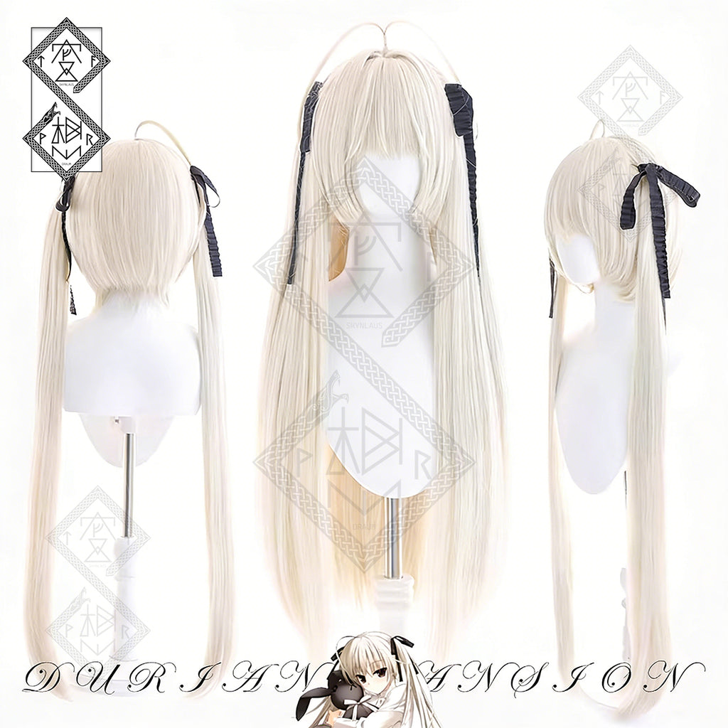 Yosuga no Sora Kasugano Sora Cosplay Wig Twin Tails Pre Styled Anime Wig with Bow Heat Resistant Synthetic Hair(Style 1: Short)