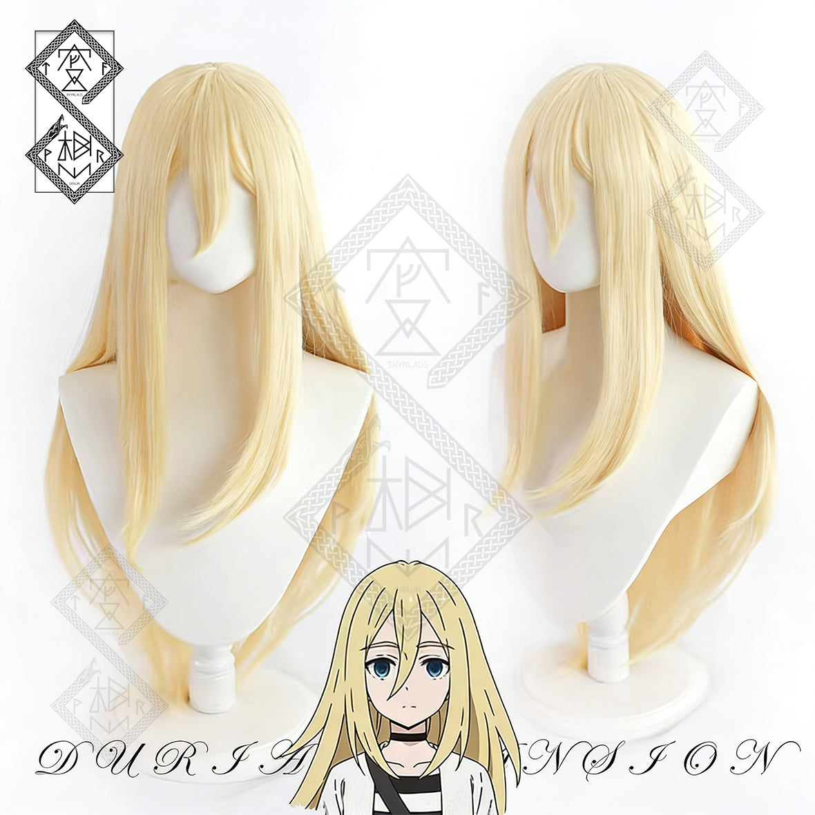 Angels of Death Rachel Gardner Cosplay Wig Long Blonde Anime Wig with Side Bangs Heat Resistant Fiber