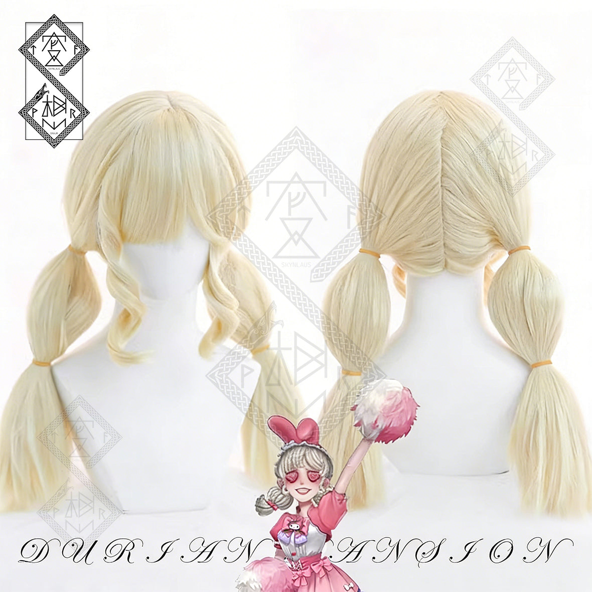 Identity V × Sanrio My Melody Cheerleader Lily Barriere Cosplay Wig Cute Pink Blonde Heat Resistant Costume Hair Wig