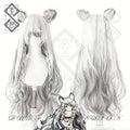 Arknights Pramanix Cosplay Wig Snow Leopard Ears White Long Wig Anime Costume Hair with Fur Ears Set
