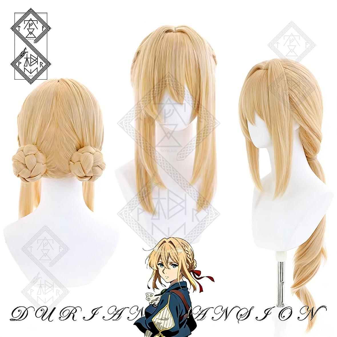 Violet Evergarden Violet Cosplay Wig Blonde Long Straight Anime Wig Heat Resistant Costume Hair for Women(Loose Hair Version)