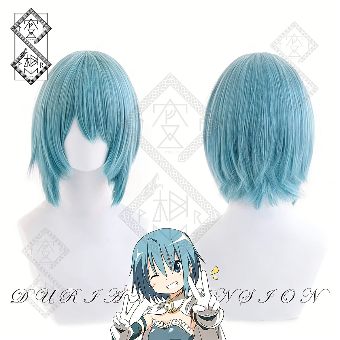 Puella Magi Madoka Magica Sayaka Miki Cosplay Wig Short Blue Anime Wig Heat Resistant Synthetic Hair for Women Halloween Costume