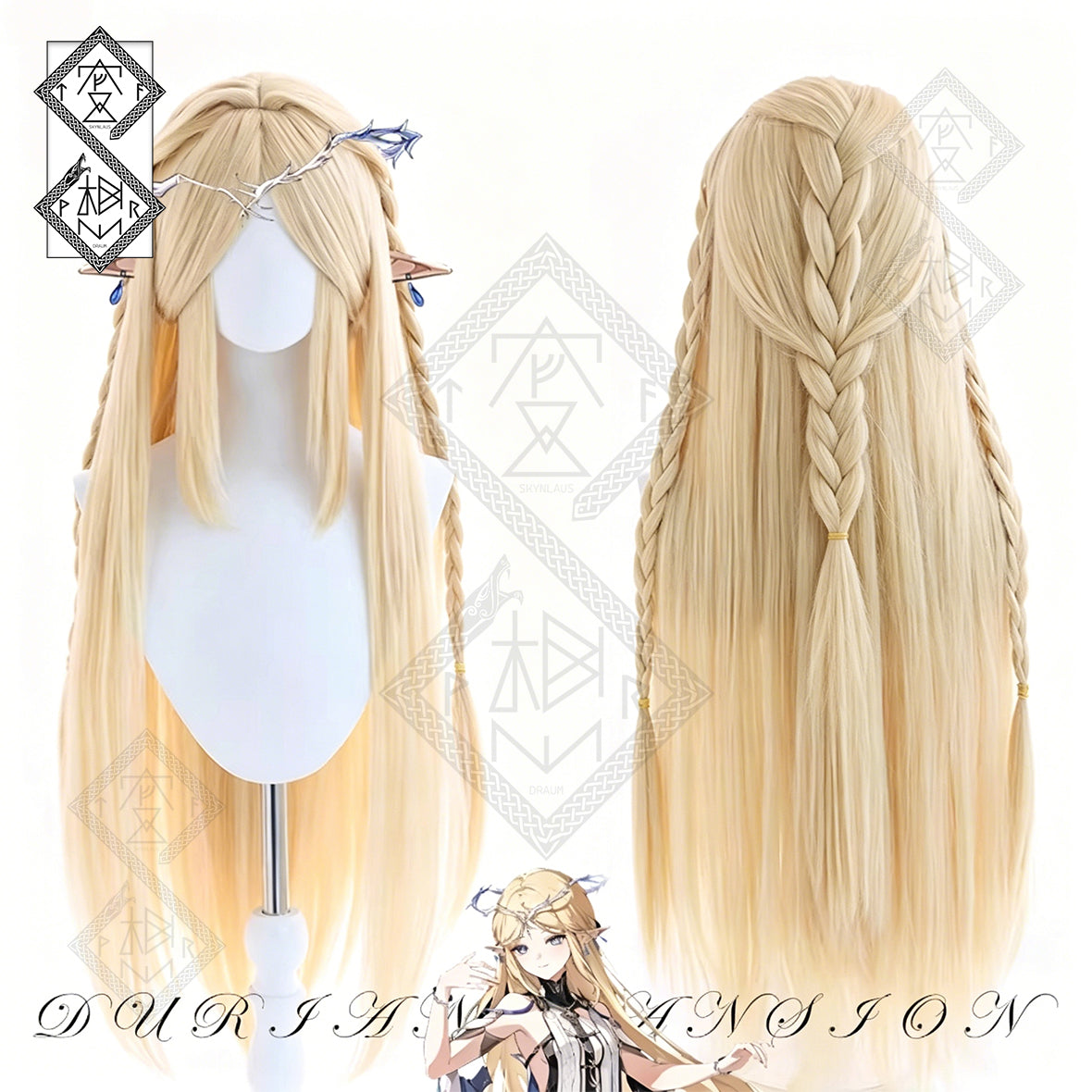Wuthering Waves Cartethyia Cosplay Wig Pre Styled Crimped Braided Anime Wig Heat Resistant Halloween Costume Wig