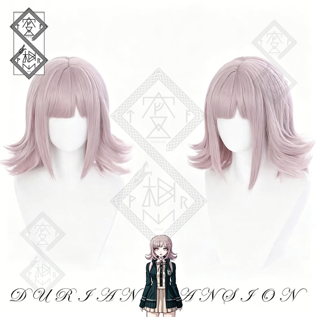 Danganronpa Chiaki Nanami Cosplay Wig Pink Short Bob Anime Wig Face Shape Slim