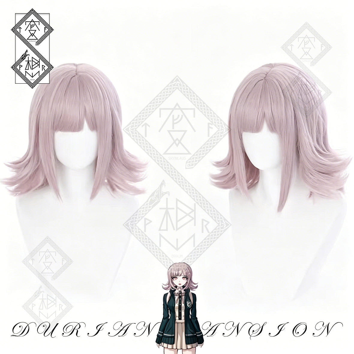 Danganronpa Chiaki Nanami Cosplay Wig Pink Short Bob Anime Wig Face Shape Slim