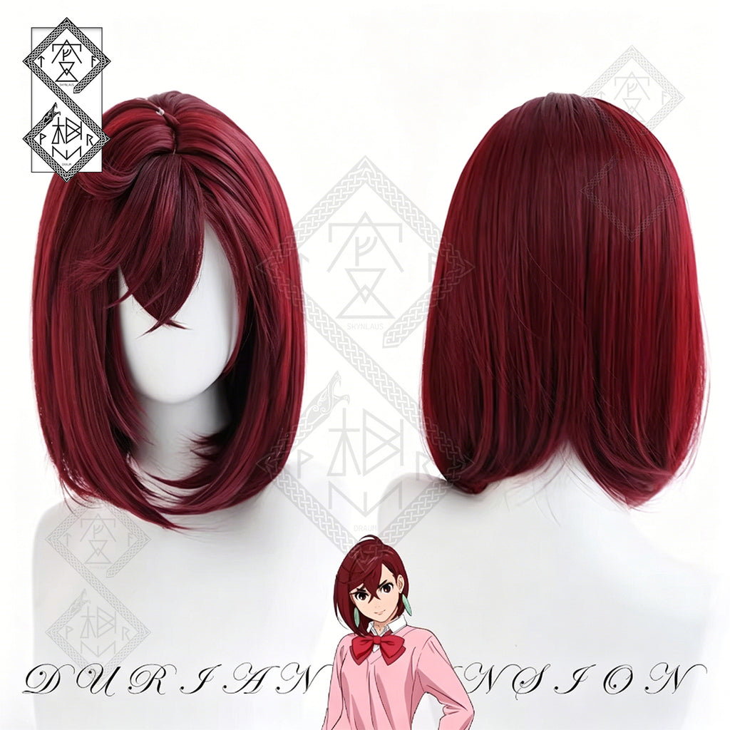 Dandadan Momo Ayase Cosplay Wig Dark Red Short Bob Anime Wig Halloween Costume Hair for Women