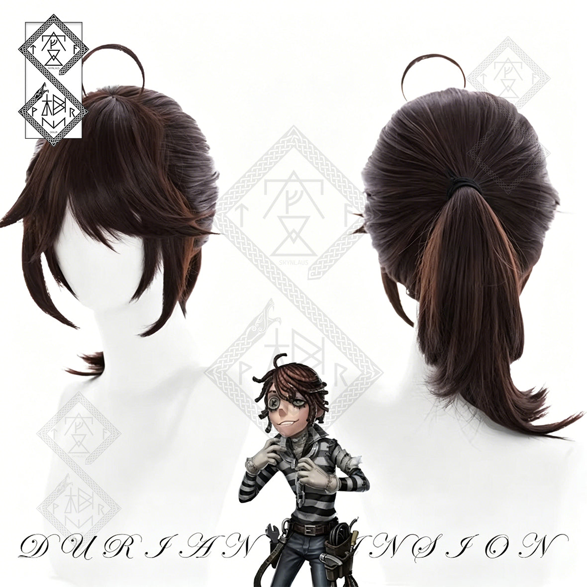Luca Balsa Prisoner Cosplay Wig Identity V Short Black Styled Wig Heat Resistant Synthetic Hair with Hairline