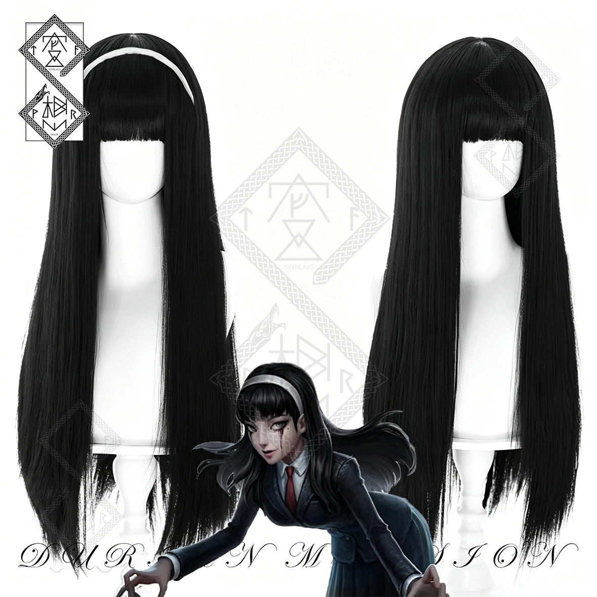 Tomie Cosplay Wig Junji Ito Identity V Dream Witch Black Long Straight Horror Anime Wig Heat Resistant Synthetic Hair