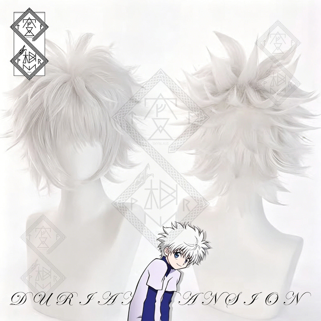 Hunter x Hunter Killua Zoldyck Cosplay Wig Silver Spiky Anime Wig Pre-Styled Heat Resistant Synthetic Hair