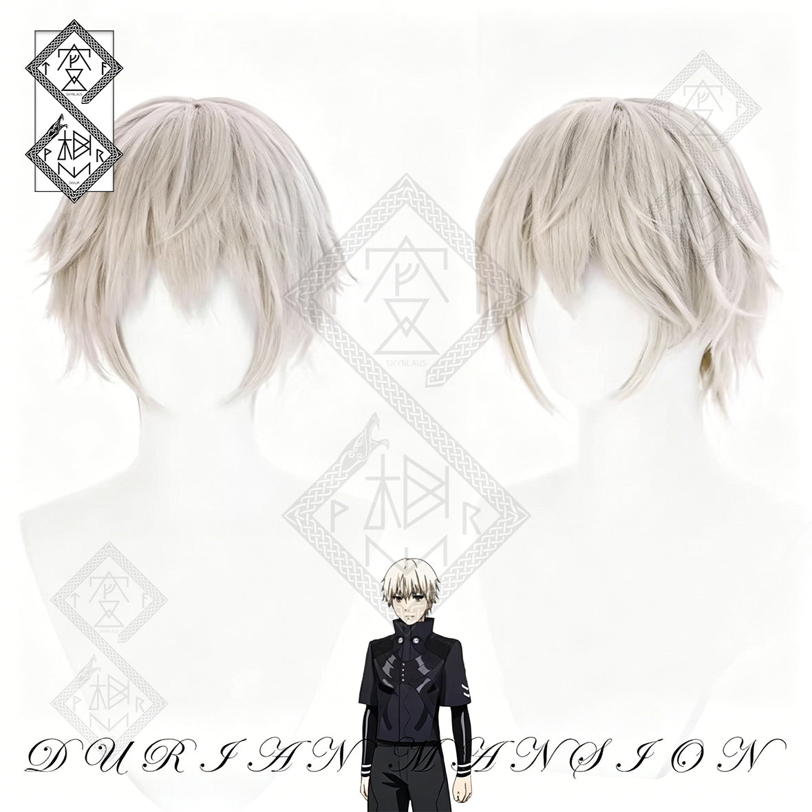 Tokyo Ghoul Ken Kaneki Cosplay Wig White Anime Wig Heat Resistant Synthetic Hair Pre-Styled Layered Bangs Costume Wig