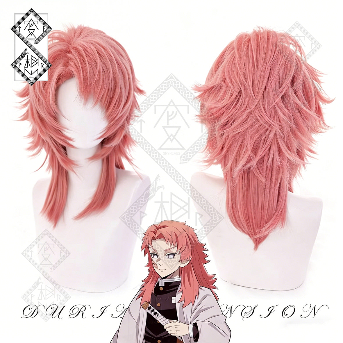 Demon Slayer Sabito Cosplay Wig Layered Spiky Orange Wig Heat Resistant Synthetic Anime Costume Hair for Halloween Party