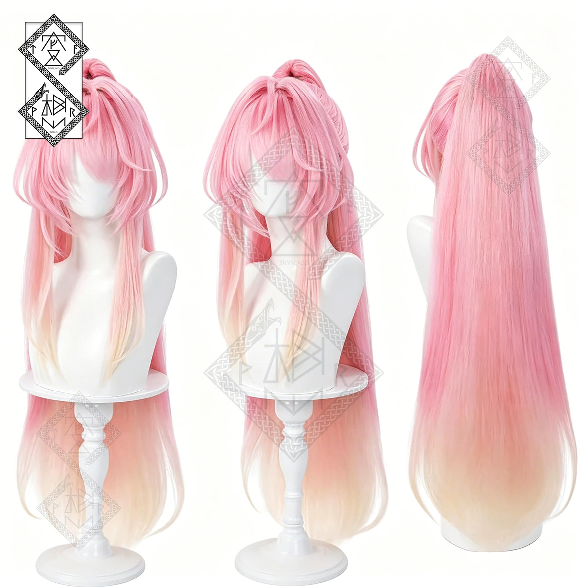 Aemeath Inspired Cosplay Wig from Wuthering Waves – 3 Layer Gradient Ponytail Wig, Heat Resistant Synthetic Anime Wig for Women Halloween Costume