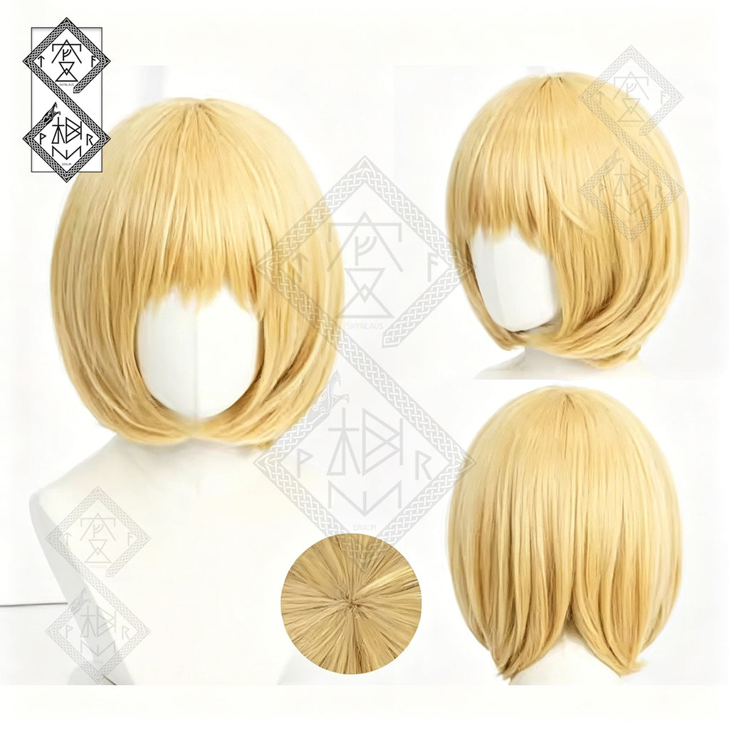 Attack on Titan Armin Arlert Cosplay Wig Short Blonde Anime Wig Heat Resistant Synthetic for Halloween Costume