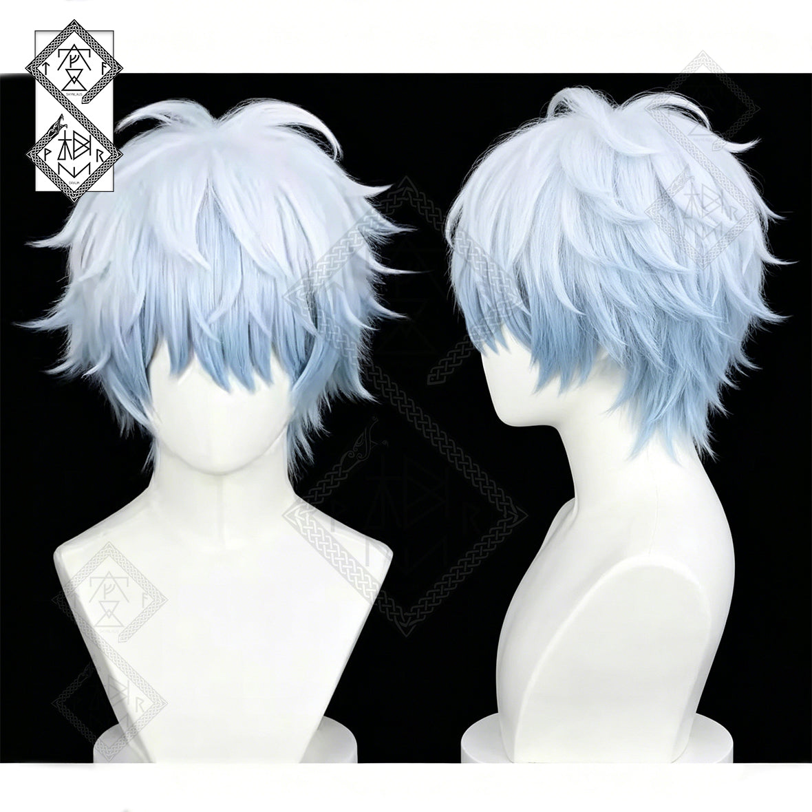 Gintoki Sakata Cosplay Wig White Blue Gradient Anime Wig Heat Resistant Synthetic Hair for Halloween Party Gintama Cosplay