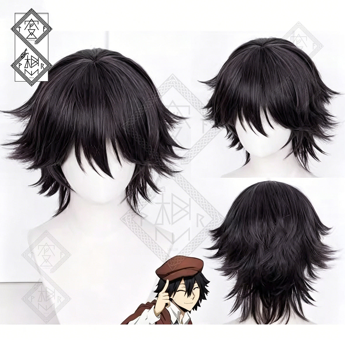 Edogawa Ranpo Cosplay Wig – Bungo Stray Dogs Anime Wig, Short Dark Green Hair, Heat Resistant Synthetic Wig for Halloween & Comic Con