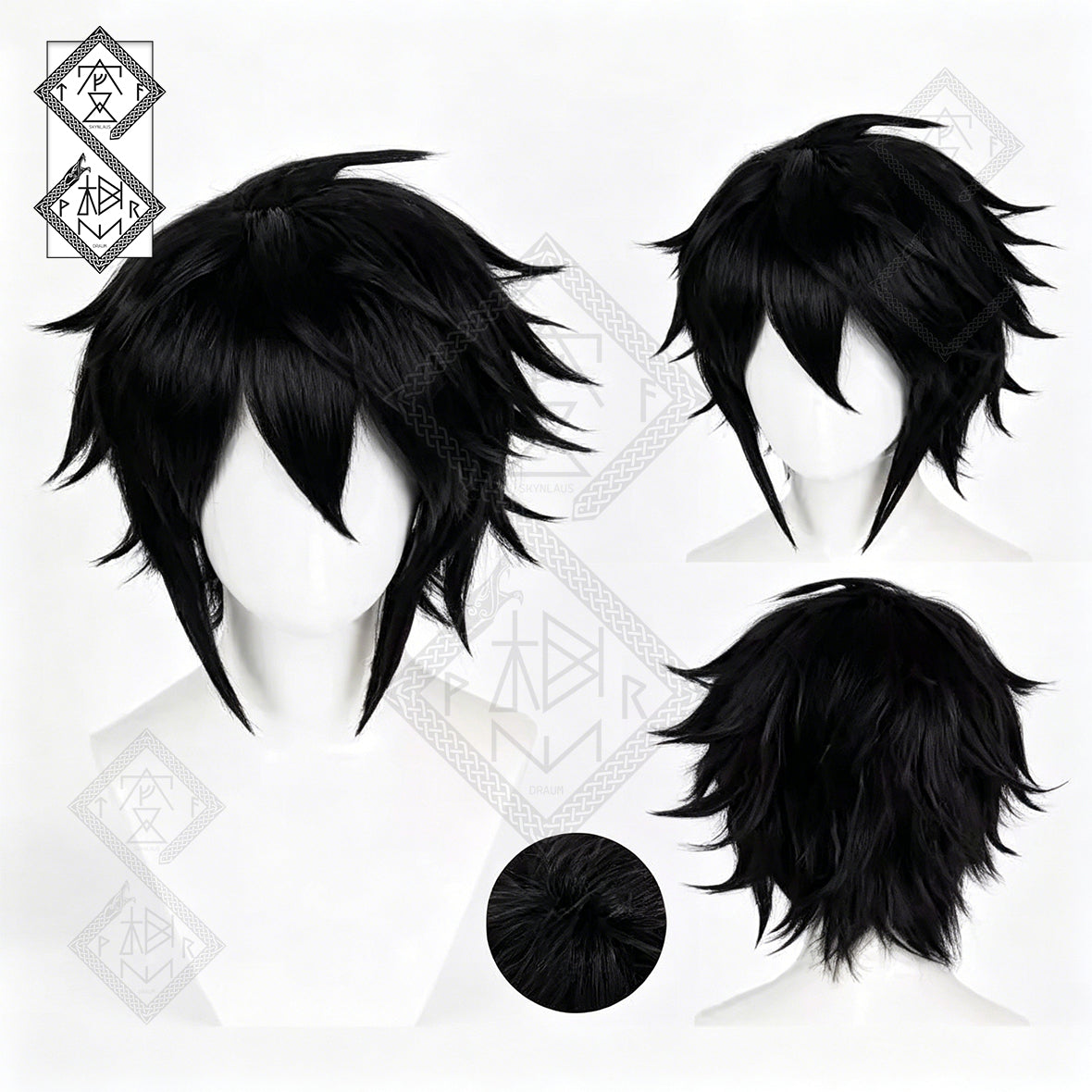 L Lawliet Cosplay Wig Death Note Messy Black Anime Wig Thickened Heat Resistant Synthetic Hair for Halloween Costume Party