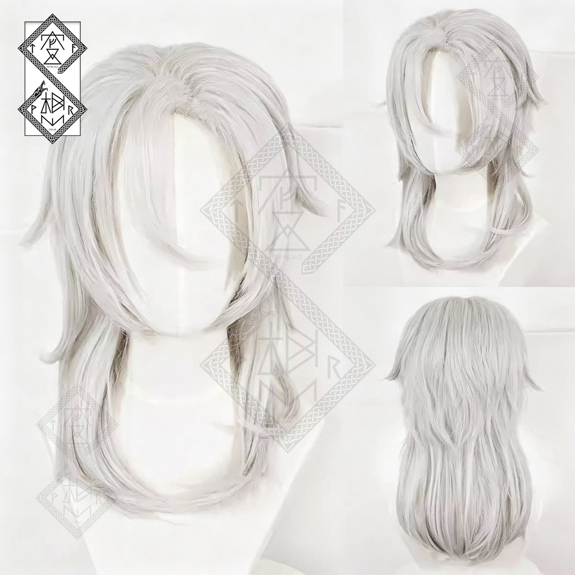 Demon Slayer Tengen Uzui Wig Cosplay | Anime Kimetsu no Yaiba Sound Hashira Long White Ponytail Wig for Halloween Costume