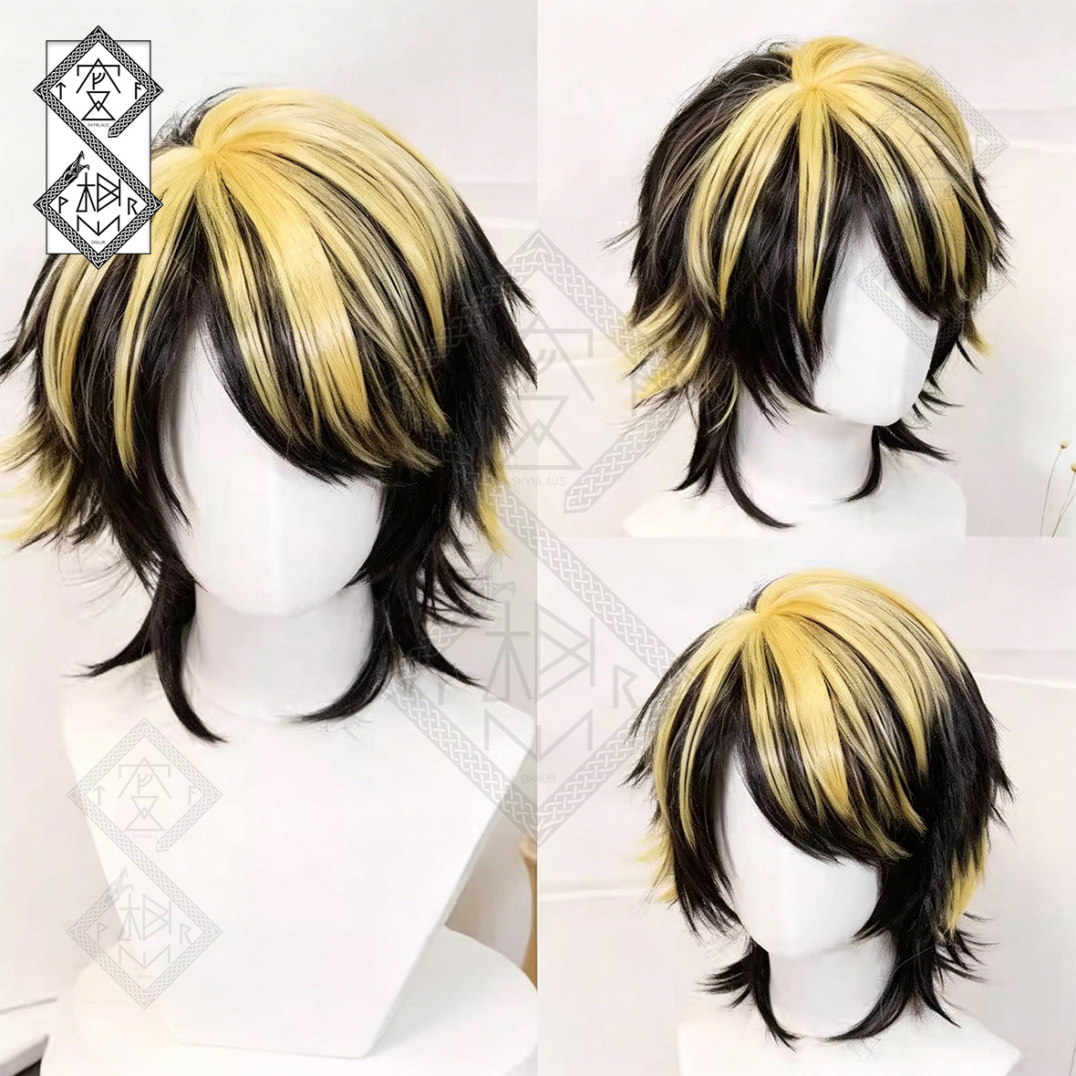 Tokyo Revengers Kazutora Hanemiya Cosplay Wig – Anime Yellow Black Medium Layered Wig for Halloween, Comic Con & Daily Cosplay