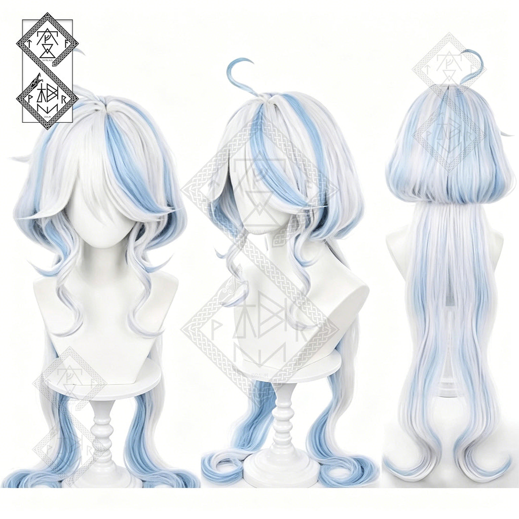 Furina Focalors Cosplay Wig Genshin Impact Hydro Archon Long Blue White Anime Wig