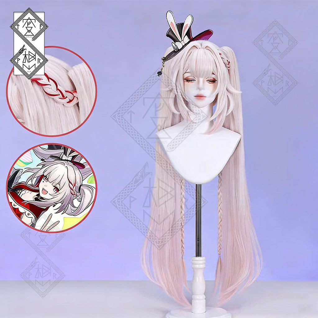Honkai: Star Rail Sparkle Cosplay Wig – Pink Braided Twin Tails Synthetic Hair (Hanabi Sparkle Cos Wig)