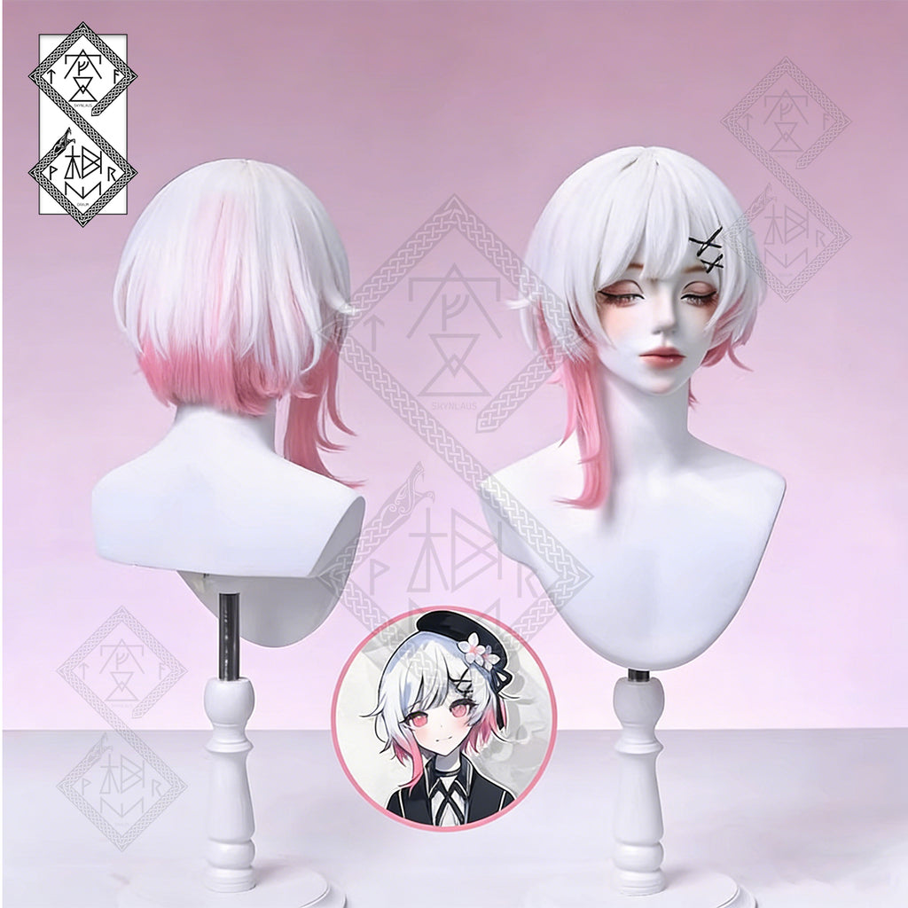 Magical Girl Witch Trials Ema Sakuraba Cosplay Wig – Pink & White Ombre, Realistic Synthetic Wig with Natural Hairline, Heat Resistant
