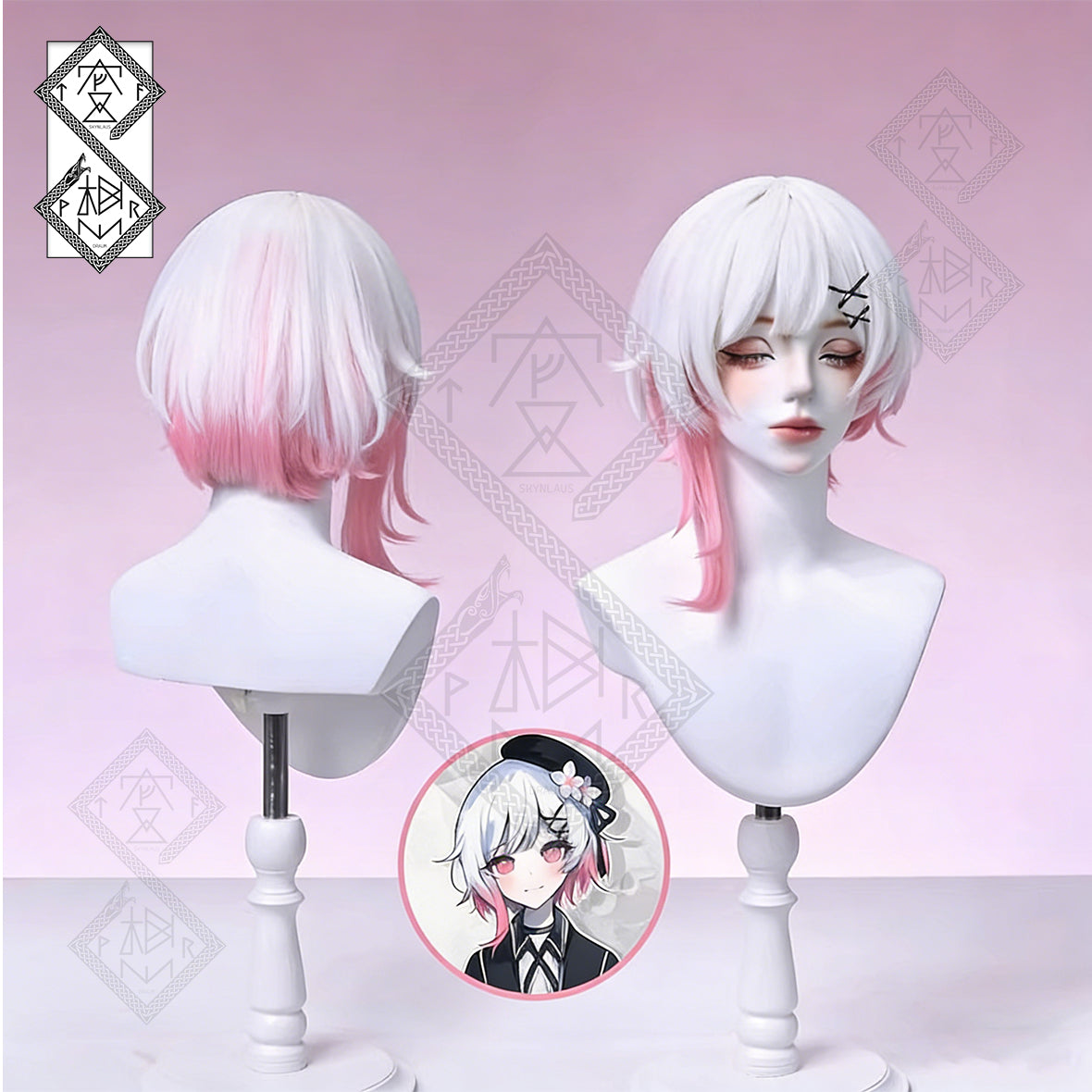 Magical Girl Witch Trials Ema Sakuraba Cosplay Wig – Pink & White Ombre, Realistic Synthetic Wig with Natural Hairline, Heat Resistant