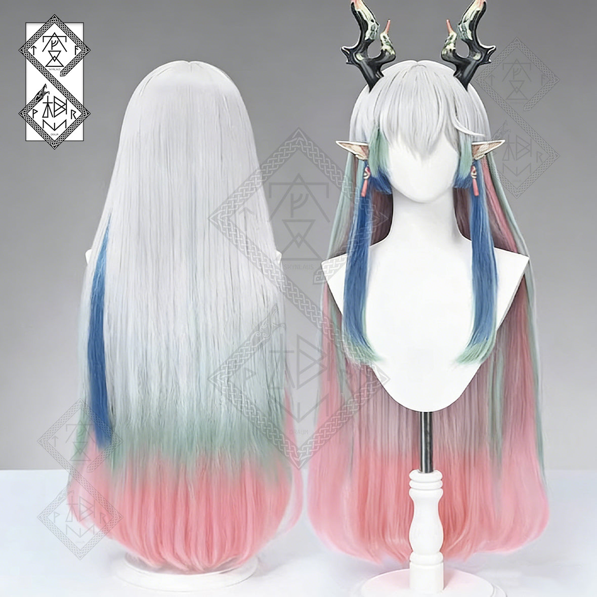 Arknights Yi & Ji Cosplay Wig Gradient Ombre Synthetic Anime Costume Hair(Yi Ver.1)