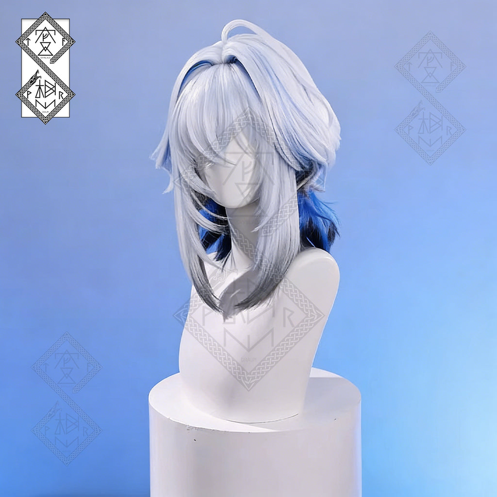 Wuthering Waves Galbrena Cosplay Wig – Gradient Sideburns, Realistic Synthetic Anime Wig for Costume