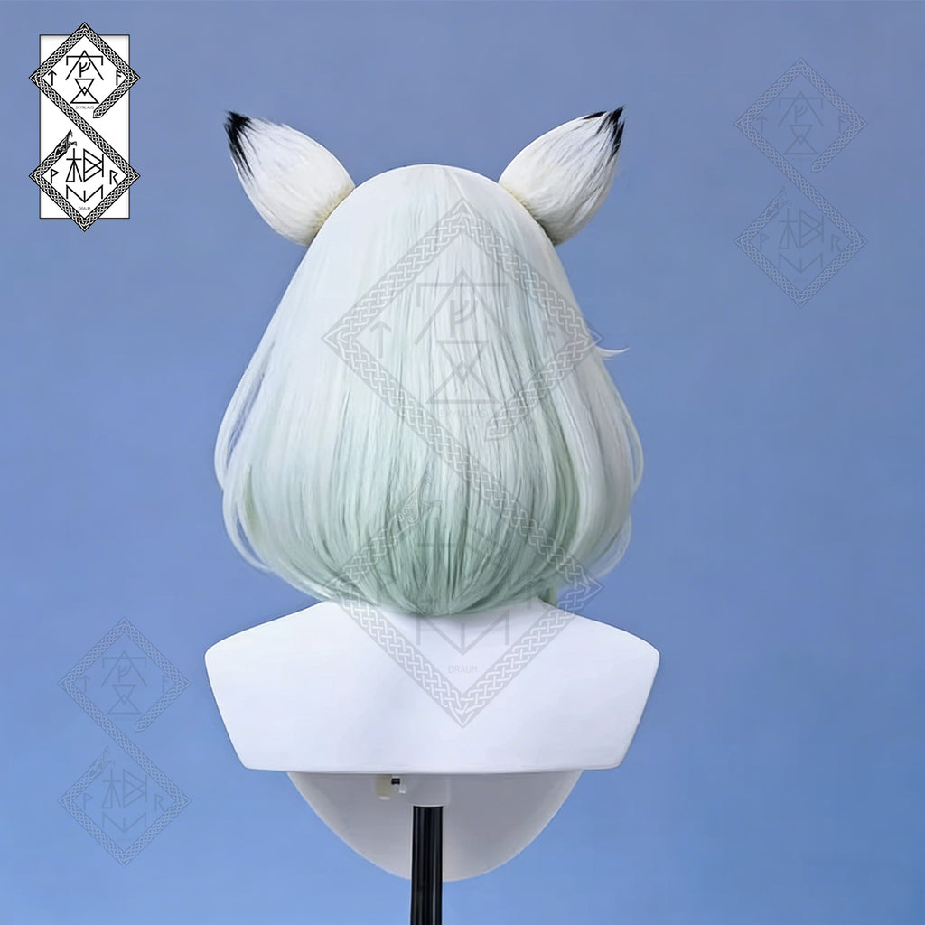 Arknights Kal'tsit Echo of Time Cosplay Wig – Gradient Tips, Detachable Tricolor Ears, Heat Resistant Synthetic Hair