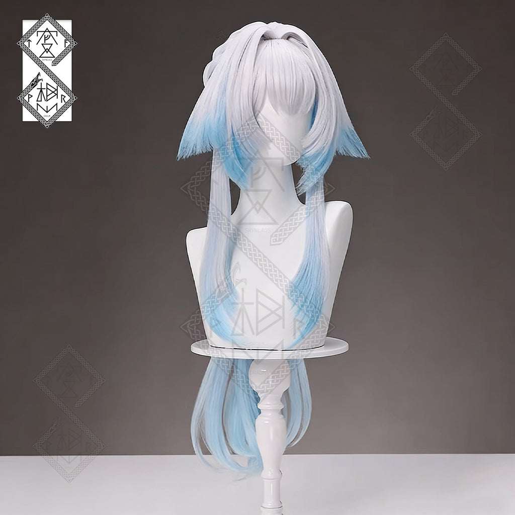 Honkai: Star Rail Cerydra Cosplay Wig – White to Sky Blue Gradient Anime Wig, Heat Resistant Synthetic Hair
