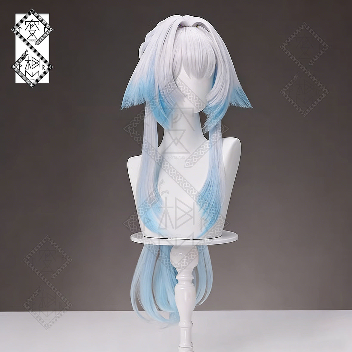 Honkai: Star Rail Cerydra Cosplay Wig – White to Sky Blue Gradient Anime Wig, Heat Resistant Synthetic Hair