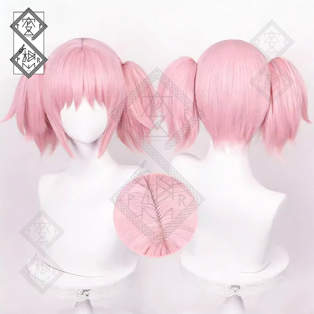 Madoka Kaname Cosplay Wig Puella Magi Madoka Magica Pink Twin Tails Anime Wig Heat Resistant Synthetic Hair(Style 1: Short Hair Version)