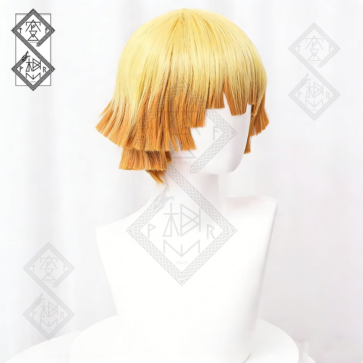 Zenitsu Agatsuma Cosplay Wig Demon Slayer Kimetsu no Yaiba Yellow Orange Gradient Short Anime Wig Heat Resistant Synthetic Hair
