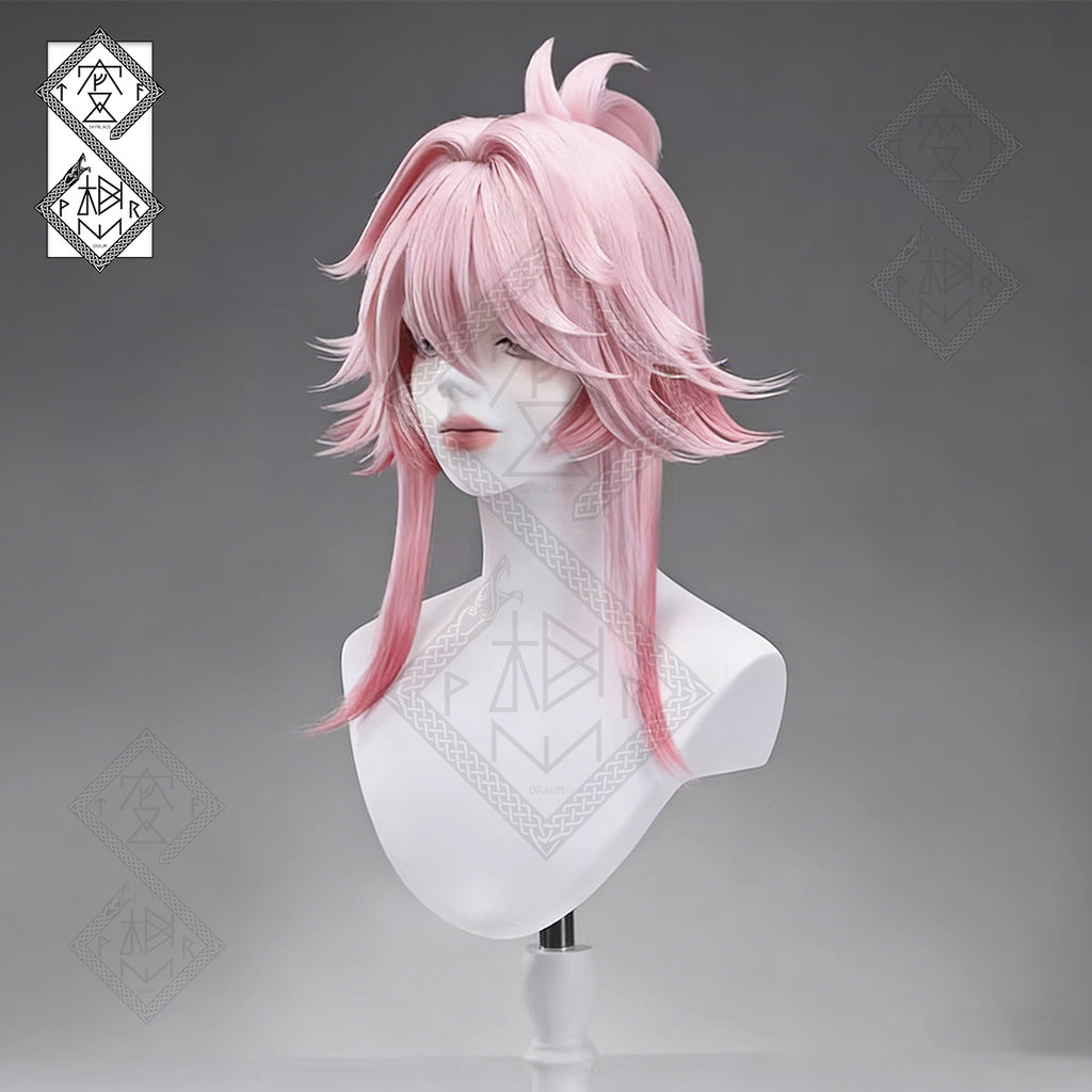 Honkai: Star Rail Evanescia Cosplay Wig – Twofold Paradise Style Fluffy Bun Wig Heat Resistant Synthetic Hair