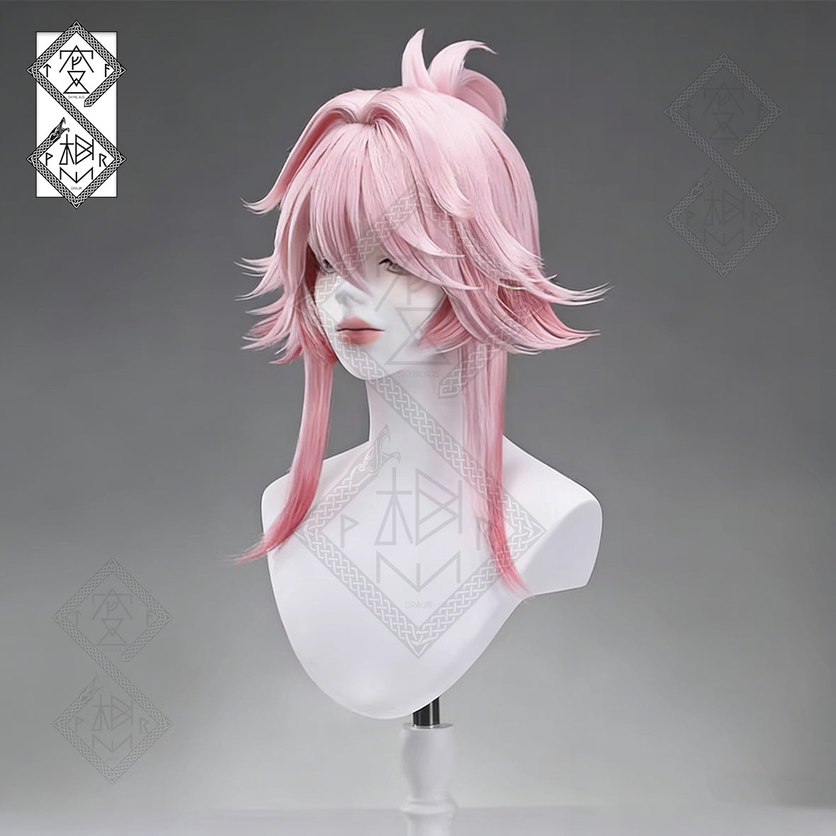 Honkai: Star Rail Evanescia Cosplay Wig – Twofold Paradise Style Fluffy Bun Wig Heat Resistant Synthetic Hair