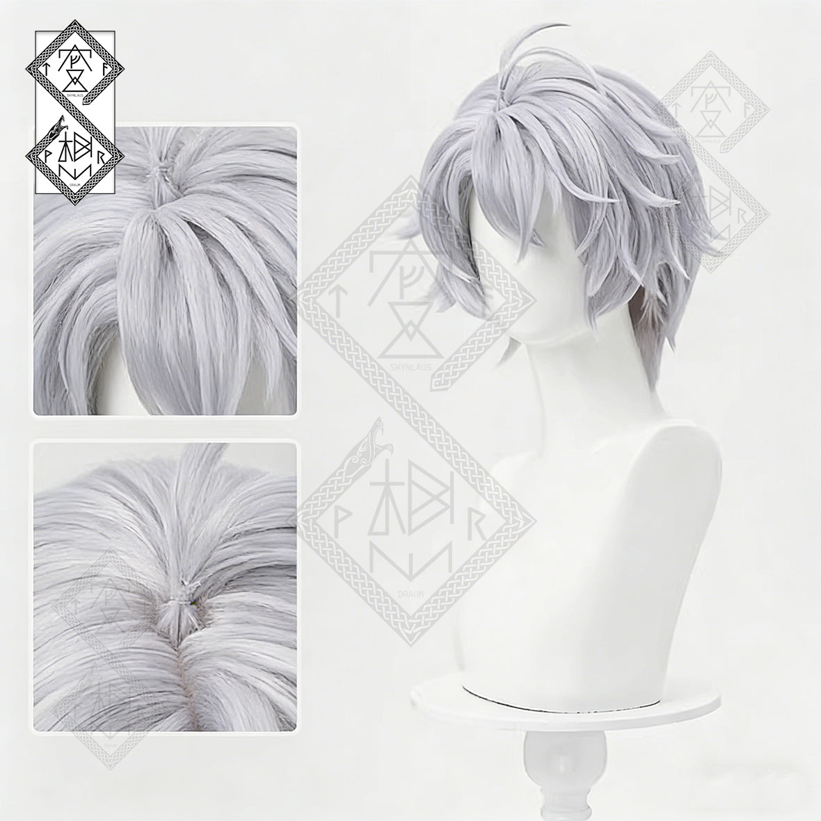 Honkai: Star Rail Phainon Cosplay Wig – Short Flipped Ends Anime Synthetic Hair(Silver Grey Style)