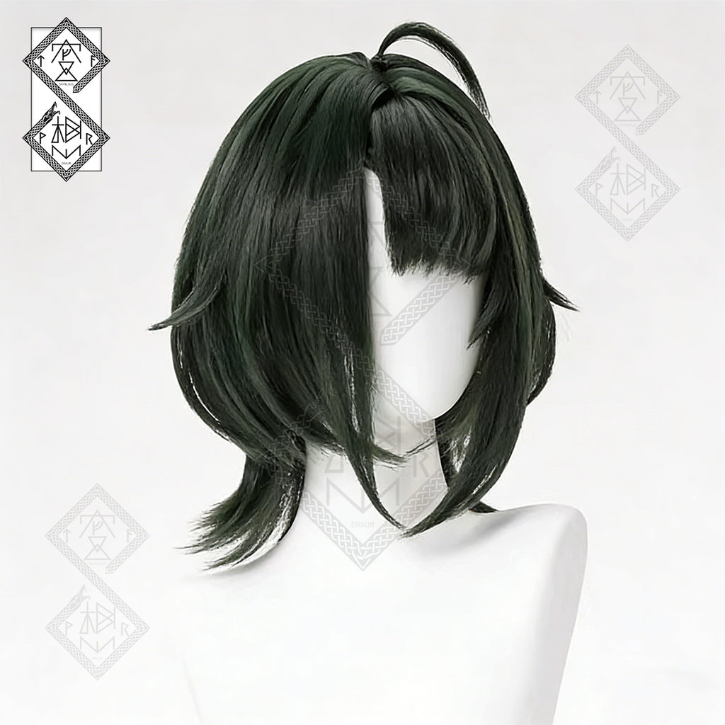 Arknights Endfield Administrator B Cosplay Wig – Short Bob Cut Brown Hair | Anime Cosplay Wig for Women(Green Style)