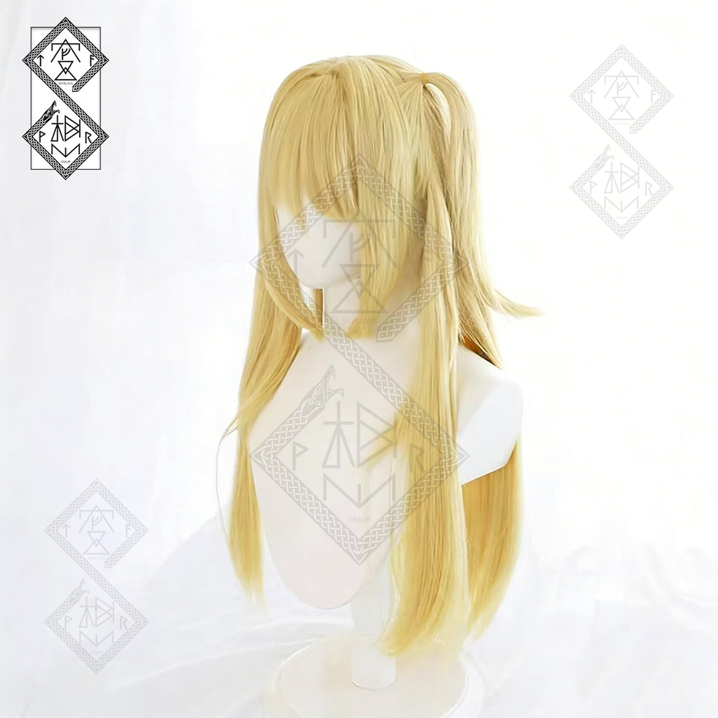 Death Note Misa Amane Cosplay Wig Blonde Anime Wig Heat Resistant Synthetic Hair for Halloween Costume Party