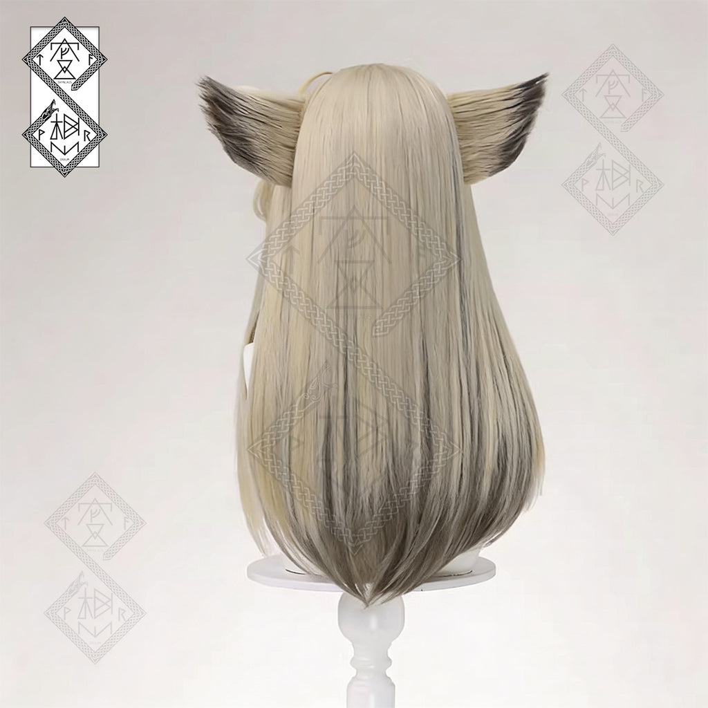 Arknights Endfield Perlica Cosplay Wig with Ears – Gradient Realistic Synthetic Hair