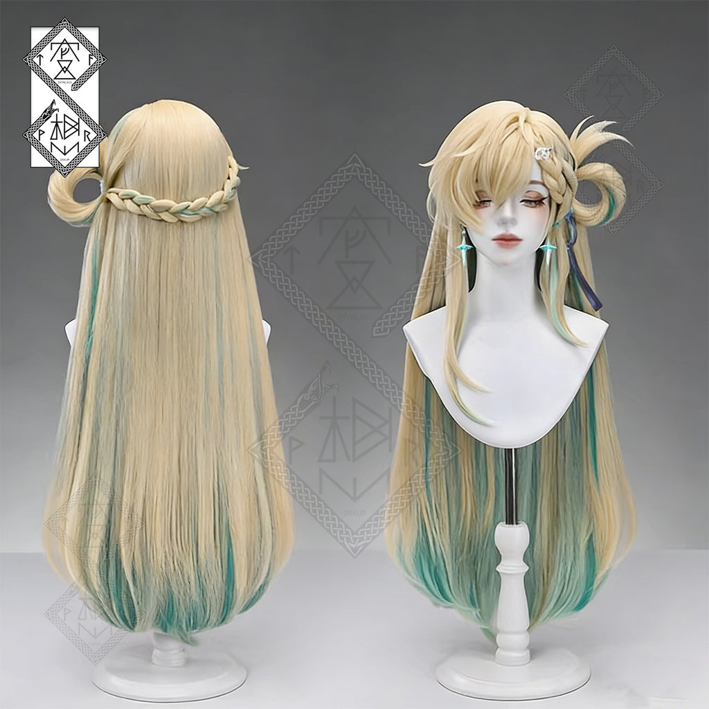 Wuthering Waves Lynae Cosplay Wig – Gradient Braided Hair with Detachable Hair Rings