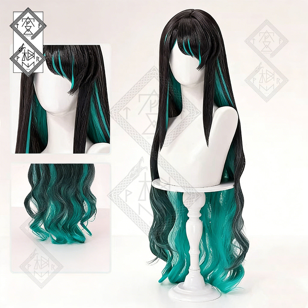 Arknights Dusk Cosplay Wig Long Gradient Wavy Hair Mixed Color Braided Anime Wig Heat Resistant Fiber