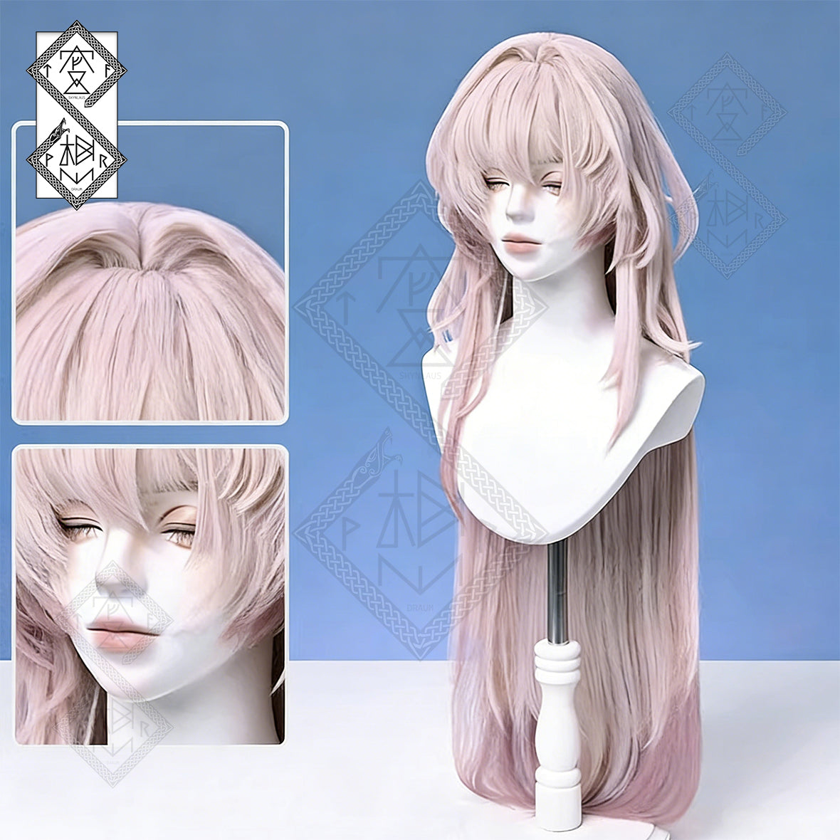 Arknights Civilight Eterna Theresa Cosplay Wig Layered Ombre Long Anime Wig Heat Resistant Fiber