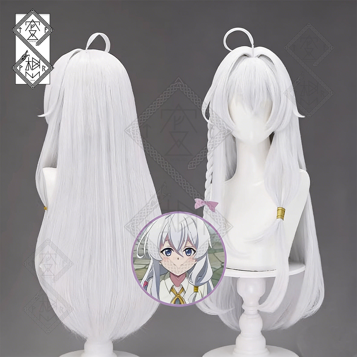 Wandering Witch: The Journey of Elaina Cosplay Wig Long White Hair Ahoge Braided Anime Wig Heat Resistant Fiber