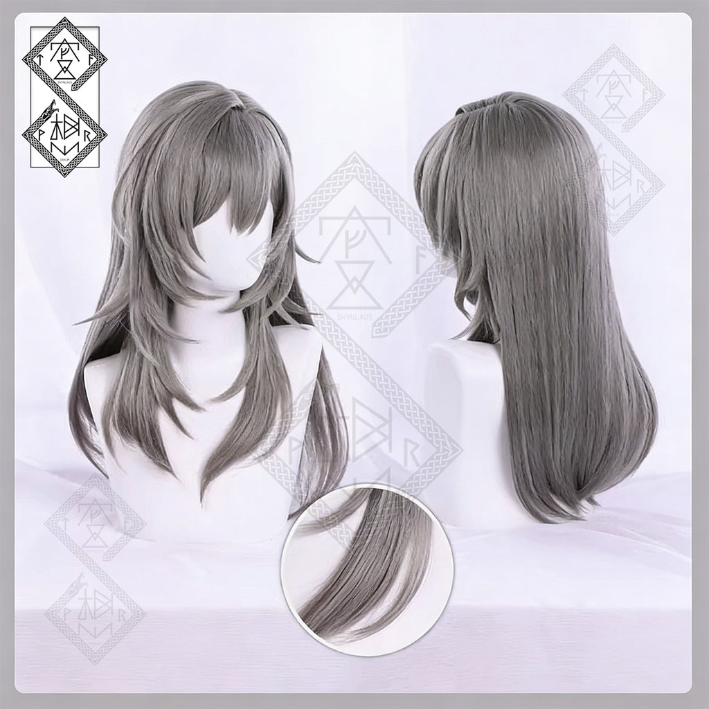 Honkai: Star Rail Stelle Cosplay Wig – Long Straight Silver Hair, Female Trailblazer Costume Prop(Solid Color Ver.1)